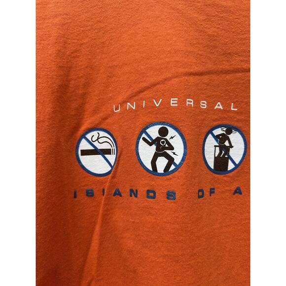 Vintage Universal Islands Of Adventure T-shirt Orange Rare Ride Description XL - Picture 3 of 9